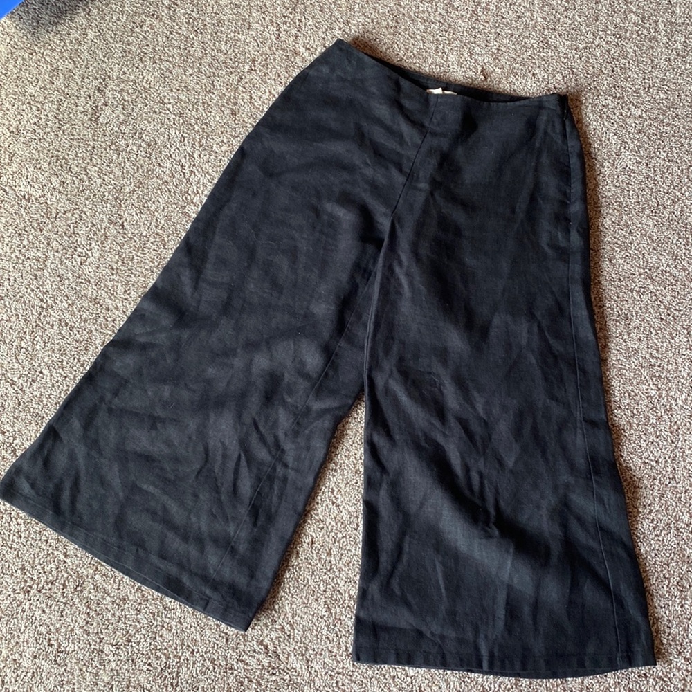 Eileen fisher linen blend wide leg pants trousers